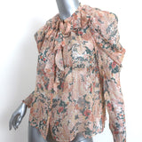 Ulla Johnson Colette Blouse Light Pink Lurex Floral Print Silk Size 0
