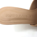 Studio Amelia Classic 70 Mules Nude Leather Size 39 Open Toe Heels