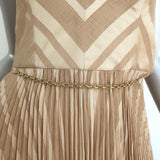 Zimmerman Burnout Strapless Pleated Midi Dress Gold Twill Size 2