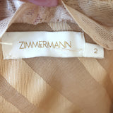 Zimmerman Burnout Strapless Pleated Midi Dress Gold Twill Size 2