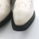 GANNI Embroidered Western Boots Cream Leather Size 39