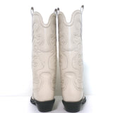 GANNI Embroidered Western Boots Cream Leather Size 39