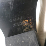 GANNI Embroidered Western Boots Cream Leather Size 39