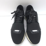 Balenciaga Race Runner Low Top Sneakers Black Neoprene & Patent Leather Size 37