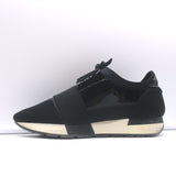 Balenciaga Race Runner Low Top Sneakers Black Neoprene & Patent Leather Size 37