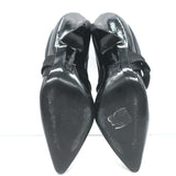 Lanvin Mary Jane Pumps Black Patent Leather Size 37.5 Pointed Toe Heels