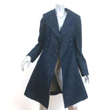 Alaia Metallic Denim Double Breasted Coat Indigo Size 40