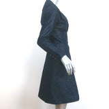 Alaia Metallic Denim Double Breasted Coat Indigo Size 40