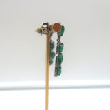 Teardrop Emerald Pave Diamond Flower Drop Earrings