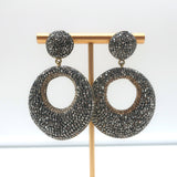 Pave Crystal Circle Drop Earrings Gold-Plated Sterling Silver