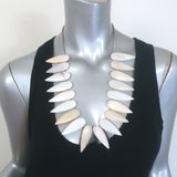 Designer Polished Stone Tribal Necklace on Leather Cream