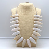 Designer Polished Stone Tribal Necklace on Leather Cream