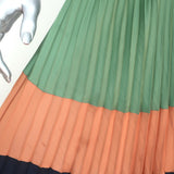 Ulla Johnson Maysha Striped Pleated Midi Dress Navy/Multi Satin Size 2