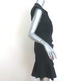 Veronica Beard Fountain Ruched Shirt Dress Black Stretch Cotton Size 6