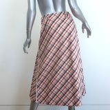 Prada Plaid Pleated Midi Skirt Ivory/Red/Navy Virgin Wool Size 40