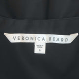 Veronica Beard Fountain Ruched Shirt Dress Black Stretch Cotton Size 6