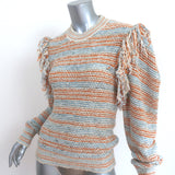 Ulla Johnson Arquette Fringe Sweater Beige/Orange Striped Knit Size Small