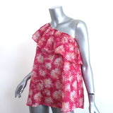 Hartford One Shoulder Ruffle Top Helga Fuchsia Printed Cotton Voile Size 1 NEW