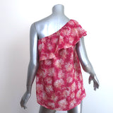 Hartford One Shoulder Ruffle Top Helga Fuchsia Printed Cotton Voile Size 1 NEW