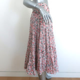 Isabel Marant Etoile Elfa Tiered Midi Skirt White/Red Printed Cotton Size 38