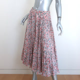 Isabel Marant Etoile Elfa Tiered Midi Skirt White/Red Printed Cotton Size 38