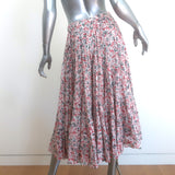 Isabel Marant Etoile Elfa Tiered Midi Skirt White/Red Printed Cotton Size 38