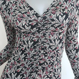 Isabel Marant Etoile Tova Ruched Midi Dress Black Floral Print Jersey Size 38