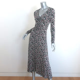 Isabel Marant Etoile Tova Ruched Midi Dress Black Floral Print Jersey Size 38