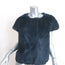 Barneys New York Rabbit Fur Short Sleeve Jacket Very Dark Navy Size Medium