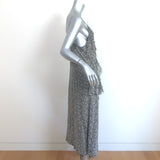 IRO Granby Ruffled Midi Dress Black/Ecru Printed Chiffon Size 36