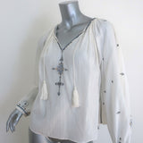 Isabel Marant Etoile Melina Peasant Blouse Cream Embroidered Cotton Size 34