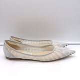 Jimmy Choo Love Glittered Tulle Pointed Toe Flats Silver Size 39