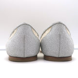 Jimmy Choo Love Glittered Tulle Pointed Toe Flats Silver Size 39