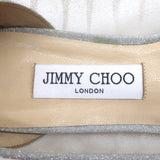 Jimmy Choo Love Glittered Tulle Pointed Toe Flats Silver Size 39