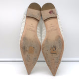 Jimmy Choo Love Glittered Tulle Pointed Toe Flats Silver Size 39