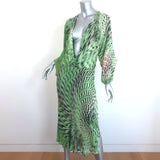 Roberto Cavalli S/S 2001 Runway Plunging Cowl Neck Midi Dress Green Silk Size 42