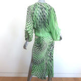 Roberto Cavalli S/S 2001 Runway Plunging Cowl Neck Midi Dress Green Silk Size 42