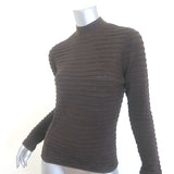 FRAME Smocked Mock Neck Sweater Espresso Silk-Cotton Size Medium NEW