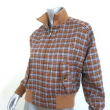 Wales Bonner Harmonic Plaid Bomber Jacket Brown Wool-Blend Size 40