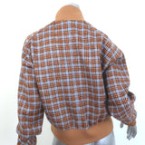 Wales Bonner Harmonic Plaid Bomber Jacket Brown Wool-Blend Size 40