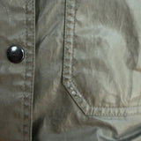 SAM Fur-Lined Utility Jacket Khaki Green Coated Canvas Size Small