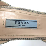 Prada Lizard Ankle Strap Platform Sandals Ivory/Gray Size 38 Open Toe Heels