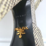 Prada Lizard Ankle Strap Platform Sandals Ivory/Gray Size 38 Open Toe Heels