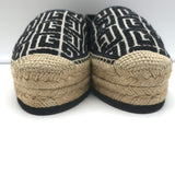 Balmain Alex Platform Espadrilles Black PB Labyrinth Monogram Canvas Size 42 NEW