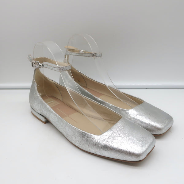 Silver flats clearance with ankle strap