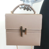 Hermes Cinhetic Boxy Top Handle Bag Etoupe Epsom Leather Chain Strap Crossbody