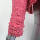 L'Agence Keaton Fringe Tweed Jacket Coral Pink Cotton-Blend Size 2