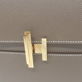 Hermes Cinhetic Boxy Top Handle Bag Etoupe Epsom Leather Chain Strap Crossbody