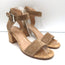 Gianvito Rossi Rikki Cork Sandals Tan Suede Size 39 Ankle Strap Heels