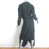 Lemaire Abiti Buttoned-Front Midi Dress Charcoal Wool-Blend Size Medium